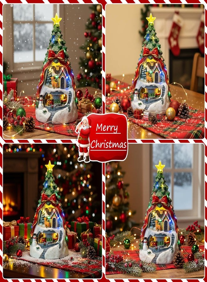 MXwcy Animated Musical Christmas Tree Village - Lighted Figurine with Spinning Santa Train, Plays 8 Holiday Carols, Tabletop Home Decor & Gift - Image 4